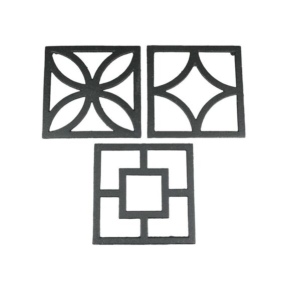 Set of 3 Cast Iron Breeze Block Trivets Kitchen Counter Home Decor Wall Art - Picture 1 of 5